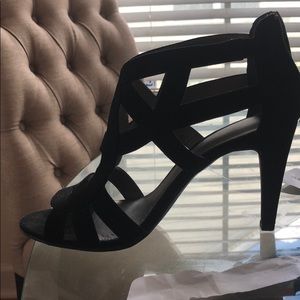 Strappy black heels